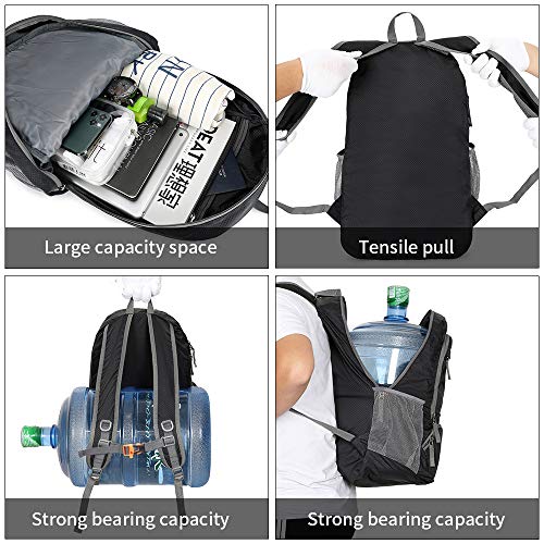 FENGDONG 35L Lightweight Foldable Waterproof Packable Travel Hiking Backpack Daypack for men women Black - Image 5