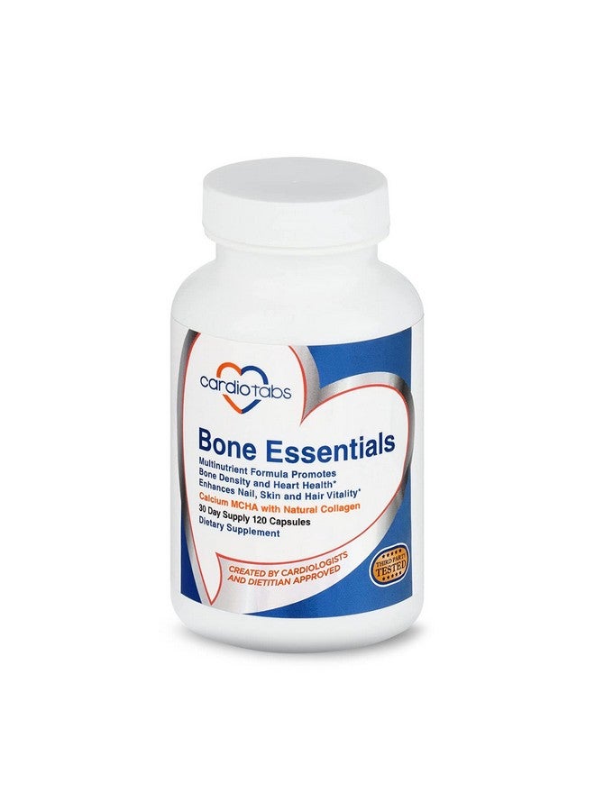 Cardiotabs Bone Essentials with MCHA & Collagen, Calcium Supplement w/Calcium Hydroxyapatite for High Absorption, Bone Density and Heart Supplement w/Vitamins, Minerals & Proteins, 120 Capsules - Image 1