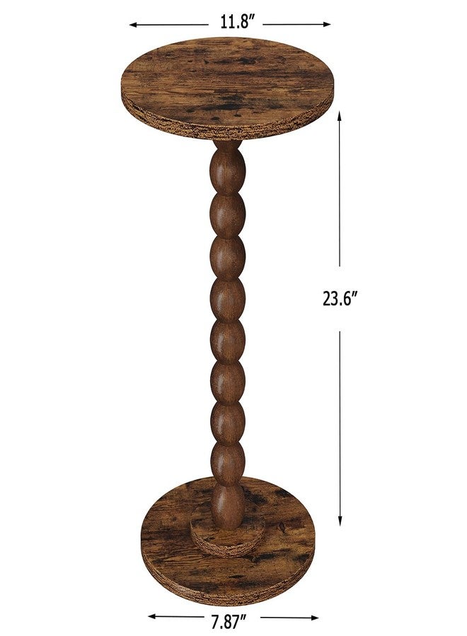 VIMBER Round Side Table, Small Drink Table for Small Spaces, Pedestal End Table for Living Room, Modern Accent Nightstand with Solid Wood Leg for Bedroom, Corners and Office Brown Color UTBT005F - Image 3