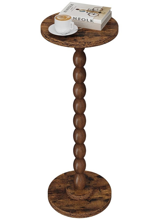 VIMBER Round Side Table, Small Drink Table for Small Spaces, Pedestal End Table for Living Room, Modern Accent Nightstand with Solid Wood Leg for Bedroom, Corners and Office Brown Color UTBT005F - Image 1