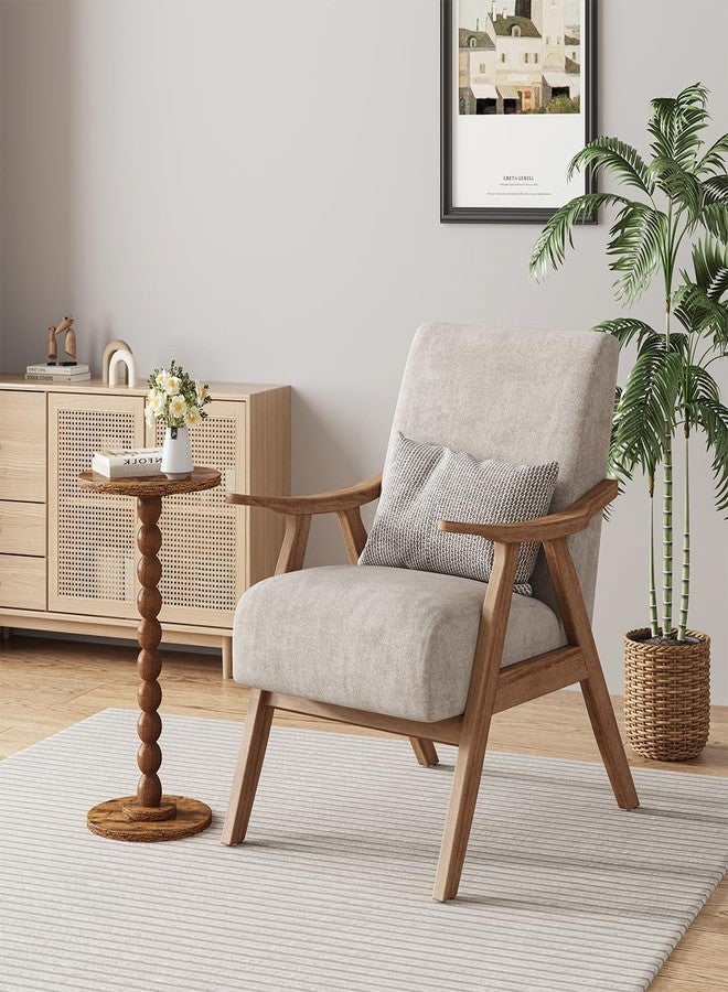 VIMBER Round Side Table, Small Drink Table for Small Spaces, Pedestal End Table for Living Room, Modern Accent Nightstand with Solid Wood Leg for Bedroom, Corners and Office Brown Color UTBT005F - Image 5