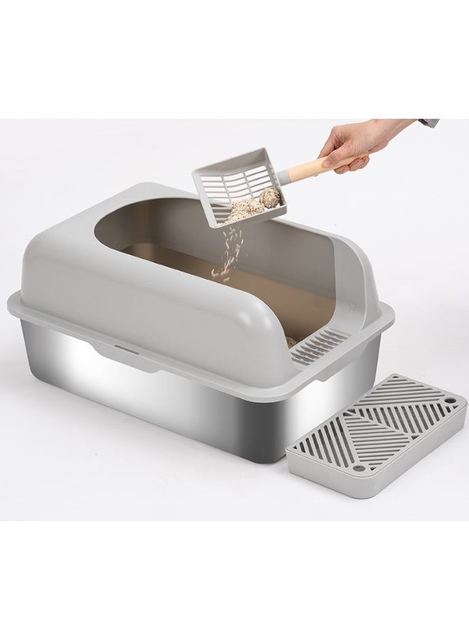 CuddleBuddy Extra Large Stainless Steel Cat Litter Box with High Walls, Rust-Proof Easy to Clean Non-Stick Enclosed Tray for Big Cats, Odor Resistant, Eco-Friendly, Heavy-Duty Cat Toilet for Home  - Image 2