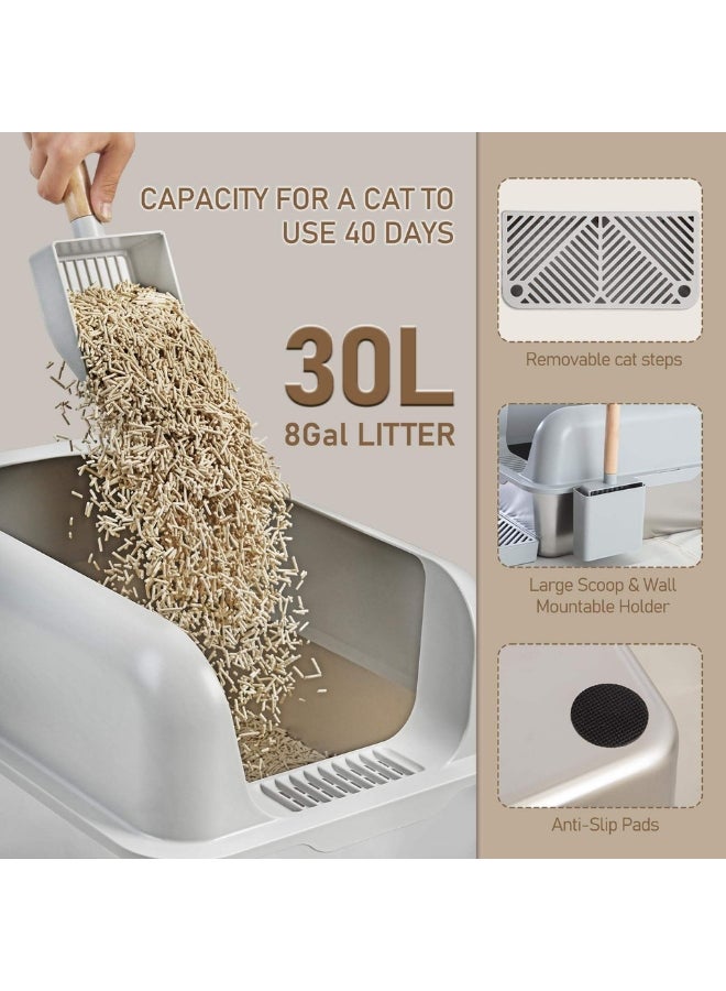 CuddleBuddy Extra Large Stainless Steel Cat Litter Box with High Walls, Rust-Proof Easy to Clean Non-Stick Enclosed Tray for Big Cats, Odor Resistant, Eco-Friendly, Heavy-Duty Cat Toilet for Home  - Image 3