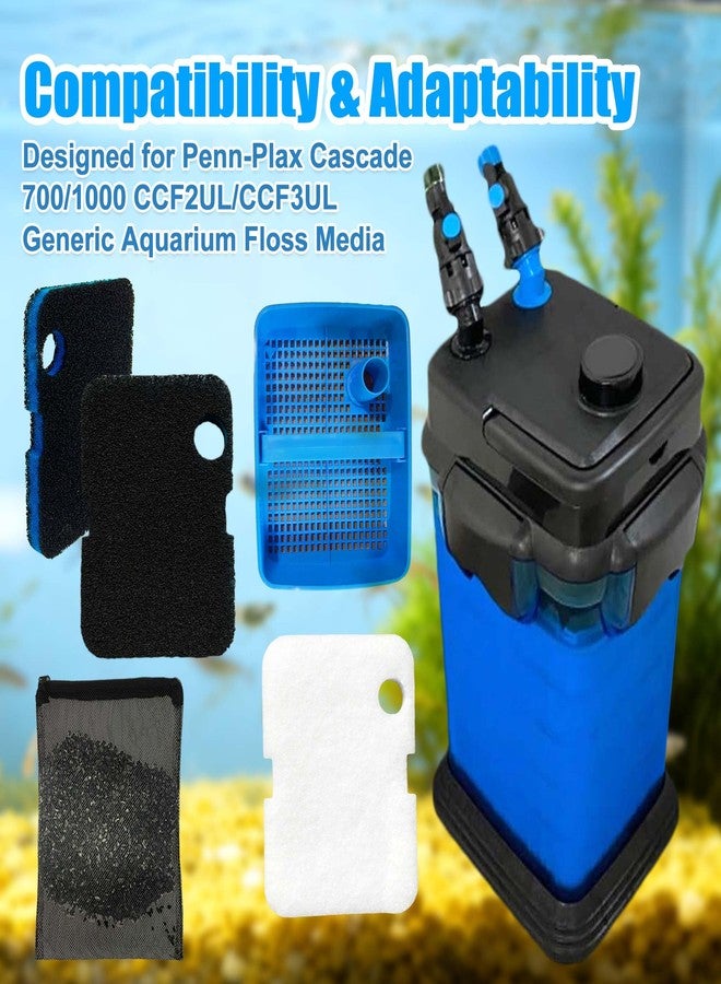 PurifyLogix 10PCS Replacement Filter Kit for Cascade 700/1000 CCF2UL/CCF3UL Aquarium Floss Media, 2 Upgraded Carbon-Coarse-Activated Carbon Filter Pads, 6 White Floss, 2 Activated Carbon Bags - Image 2