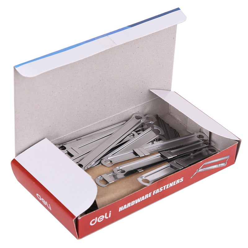 Deli E5549 Prong Fasteners, 80mm 2hole binding, Silver - Image 2