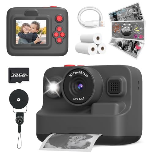 Yehtta Kids Camera Instant Print, Christmas Birthday Gifts for 3-12 Year Old Boys Girls, 2.4in Screen 1080P Kids Digital Camera Toys for Kids Age 3 4 5 6 7 8 9 10 with 3 Rolls Print Paper 32G Card - Image 1