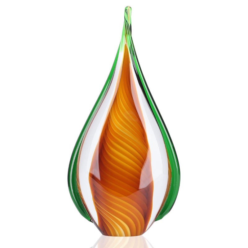 DOVDOV Blown Glass Sculpture Green Glass Art Collection Statue Unique Mediterranean Decorative Glass Suitable for Office Bookshelf Dresser Living Room Coffee Table Mantelpiece Filling