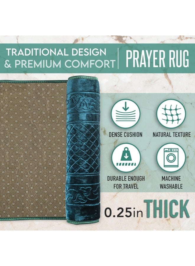 Fabienne Smooth Velvet Texture Prayer Mat Premium Embossed Anti-Slip Prayer Rug Value Choice Sajada Musalla for Namaz Umrah Hajj Ramadan Gift 70x110cm Best Gift Random Color - Image 2