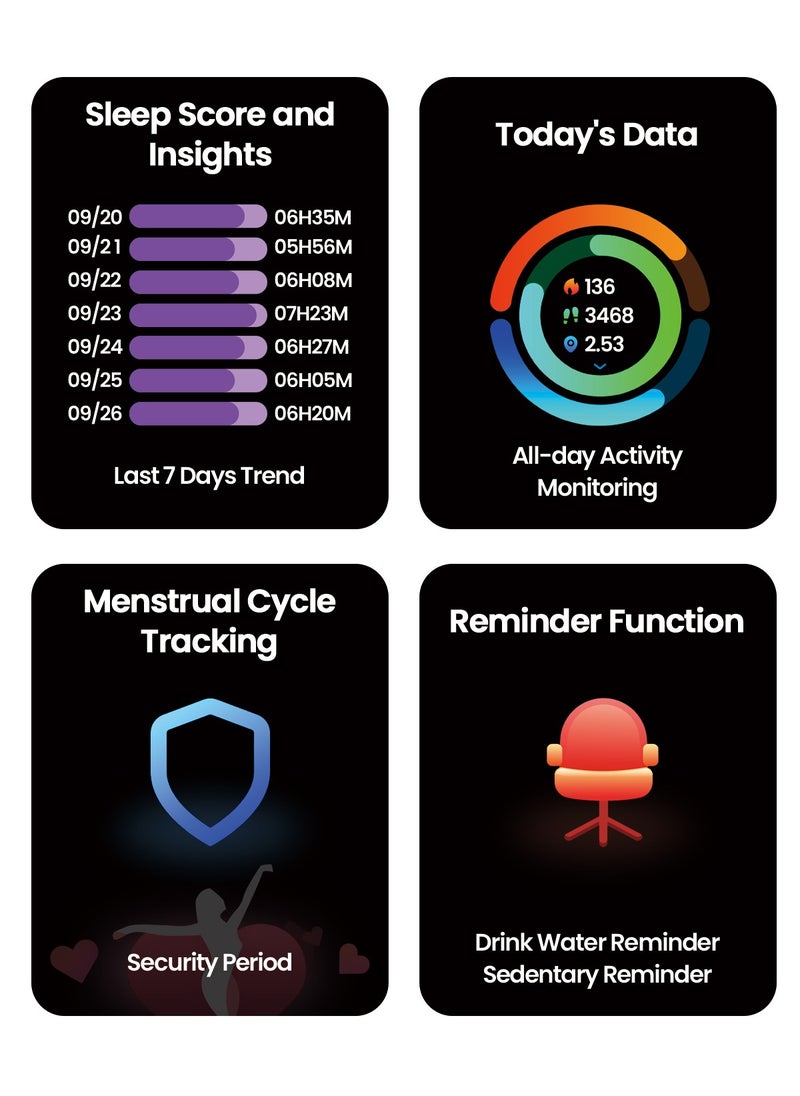 Zeblaze - Smart Watch  AMOLED 2.15" 300mAh Smart Watches for Men Women Bluetooth Make/Answer Calls Fitness Modes and  Sleep Modes Multi-app Message Reminder Multi Language Black - Image 1