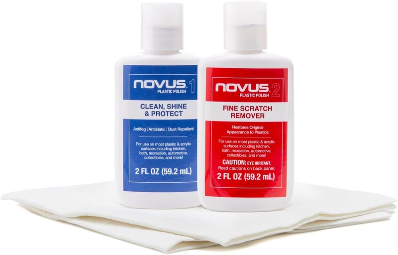 NOVUS -PK2-2 | Plastic Clean & Shine #1, Fine Scratch Remover #2 and Polish Mates Pack | 2 Ounce Bottles - Image 1