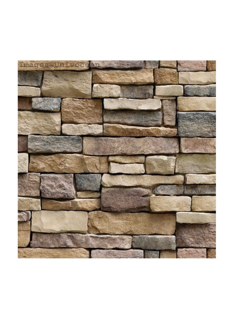 BLOOMING TIME 3D Modern Brick Stone Design Wallpaper, PVC Adhesive for Home Decoration Stickers (300 x 45 cm) - Image 1