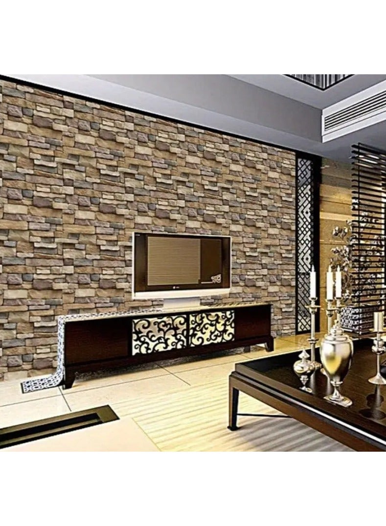 BLOOMING TIME 3D Modern Brick Stone Design Wallpaper, PVC Adhesive for Home Decoration Stickers (300 x 45 cm) - Image 2