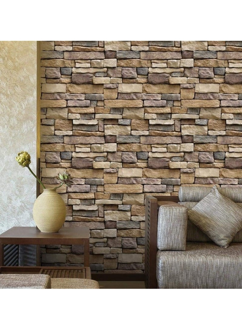 BLOOMING TIME 3D Modern Brick Stone Design Wallpaper, PVC Adhesive for Home Decoration Stickers (300 x 45 cm) - Image 3