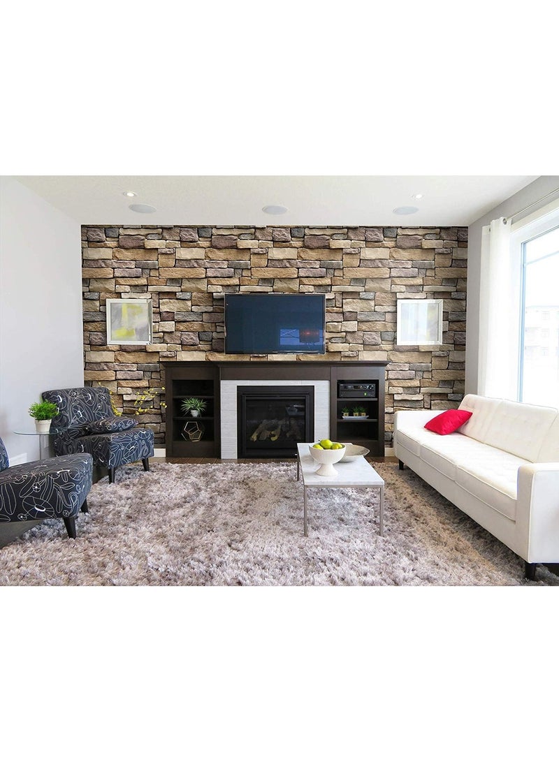 BLOOMING TIME 3D Modern Brick Stone Design Wallpaper, PVC Adhesive for Home Decoration Stickers (300 x 45 cm) - Image 4