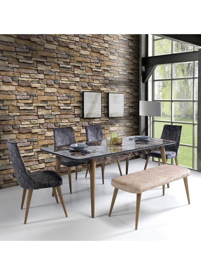 BLOOMING TIME 3D Modern Brick Stone Design Wallpaper, PVC Adhesive for Home Decoration Stickers (300 x 45 cm) - Image 5