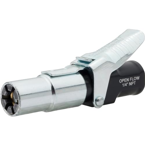 LockNFlate Locking Air Chuck - Six Steel Jaws Lock onto Any tire Valve - Won't Leak or pop Off - Rated to 150 PSI - Open Flow - Image 1