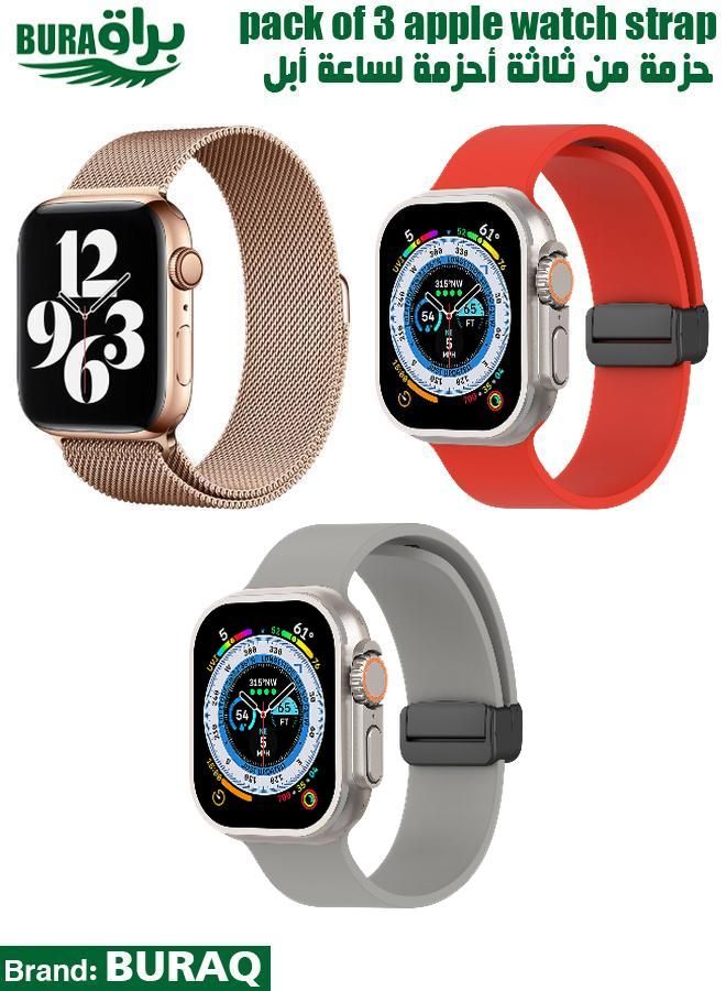 BURAQ Apple Watch Band Strap For Apple Watch Ultra 2/Ultra 49mm, Series 10 46mm, 9/8/7 45mm, SE2/SE/6/5/4 44mm, 3/2/1 42mm