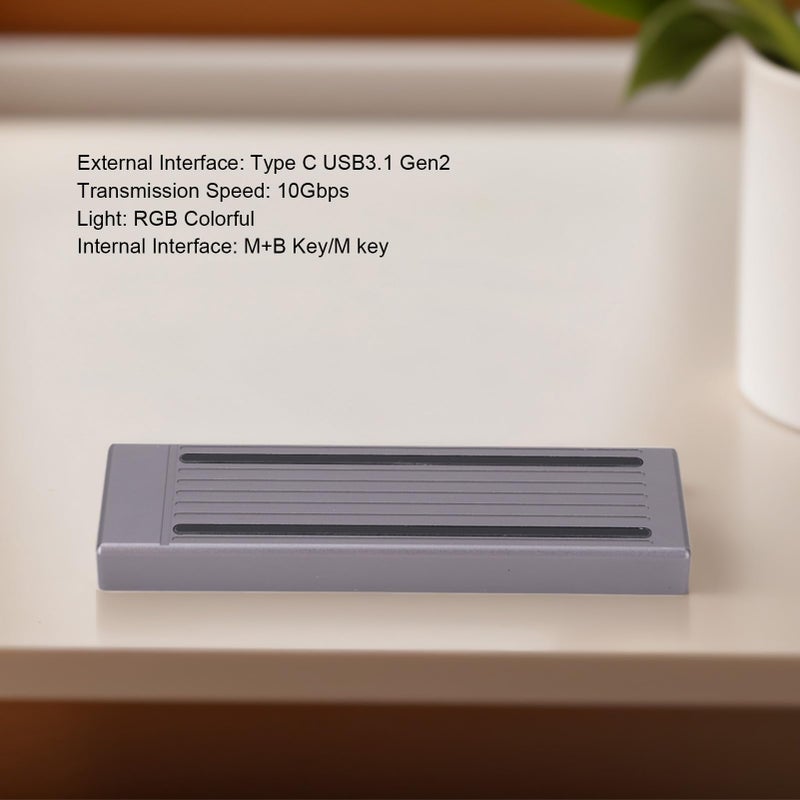 Aluminum M2 NVMe SSD Enclosure USB 3 1 Gen 2 10Gbps RGB for 2230 2242 2260 2280 SSD - Image 4