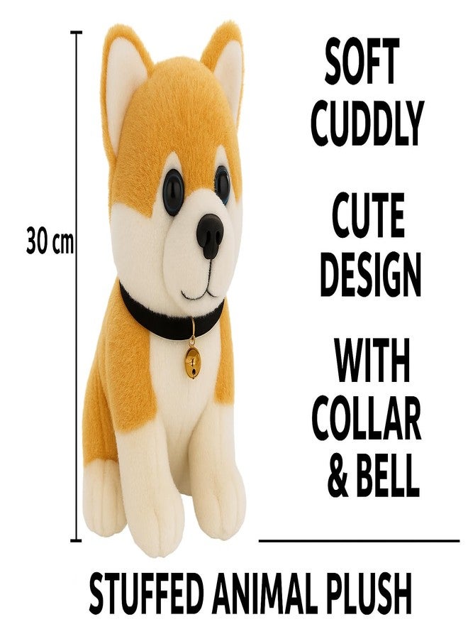 Fun4you Soft Dog Plush Toy | Cute Stuffed Puppy with Bell Collar | Cuddly Washable Soft Toy for Kids Boys Girls | Adorable Puppy Plush Animal Toy Gift | Brown & White, Medium Size - Image 3