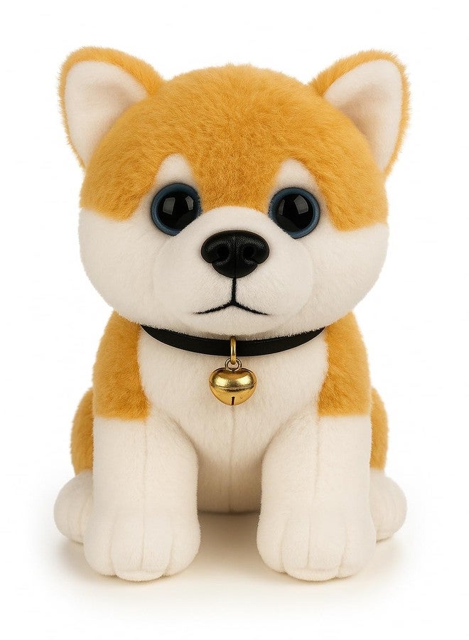 Fun4you Soft Dog Plush Toy | Cute Stuffed Puppy with Bell Collar | Cuddly Washable Soft Toy for Kids Boys Girls | Adorable Puppy Plush Animal Toy Gift | Brown & White, Medium Size - Image 1