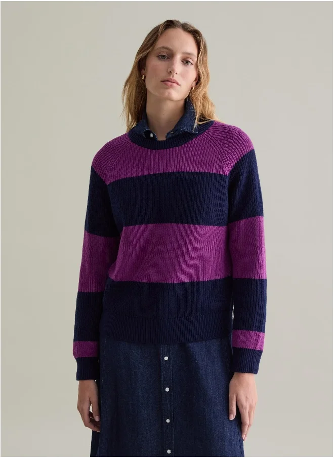 او في اس Striped pullover with raglan sleeves