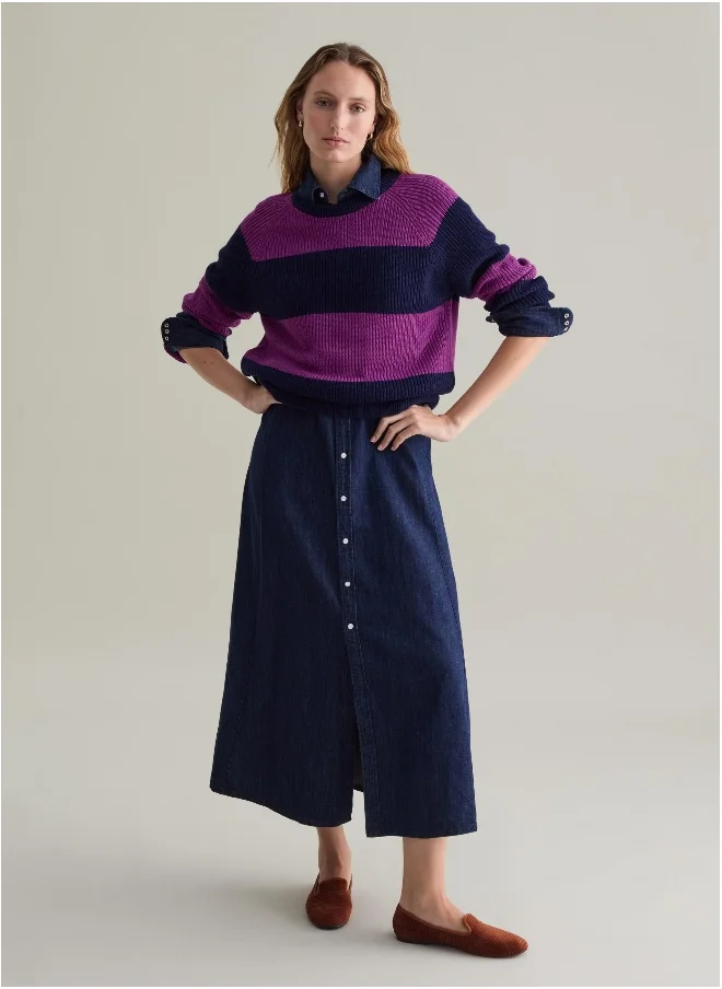او في اس Striped pullover with raglan sleeves
