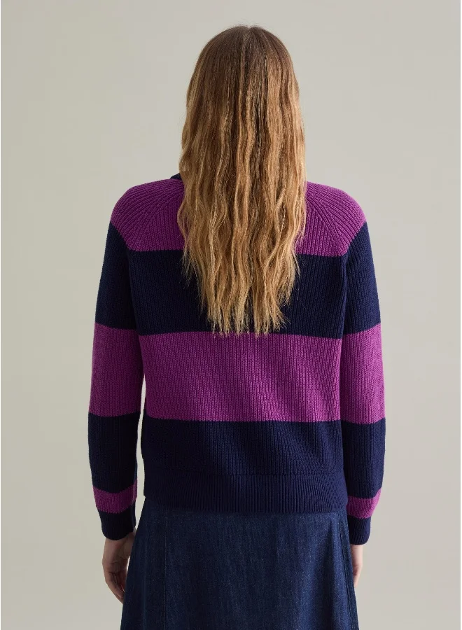 او في اس Striped pullover with raglan sleeves