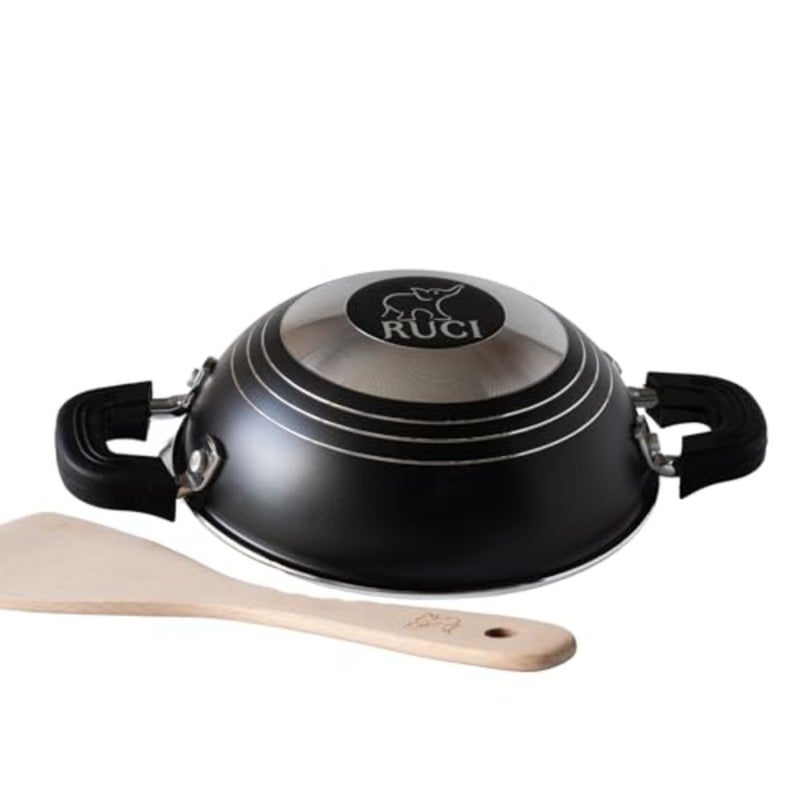 Hopper Pan, Premium Non-Stick Coating with Glass Lid and Heavy Bottom for Best Heat Retention and Distribution to Make Crispy Hoppers - 18cm Diameter - Image 3