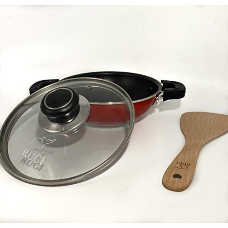 Hopper Pan, Premium Non-Stick Coating with Glass Lid and Heavy Bottom for Best Heat Retention and Distribution to Make Crispy Hoppers - 18cm Diameter - Image 5