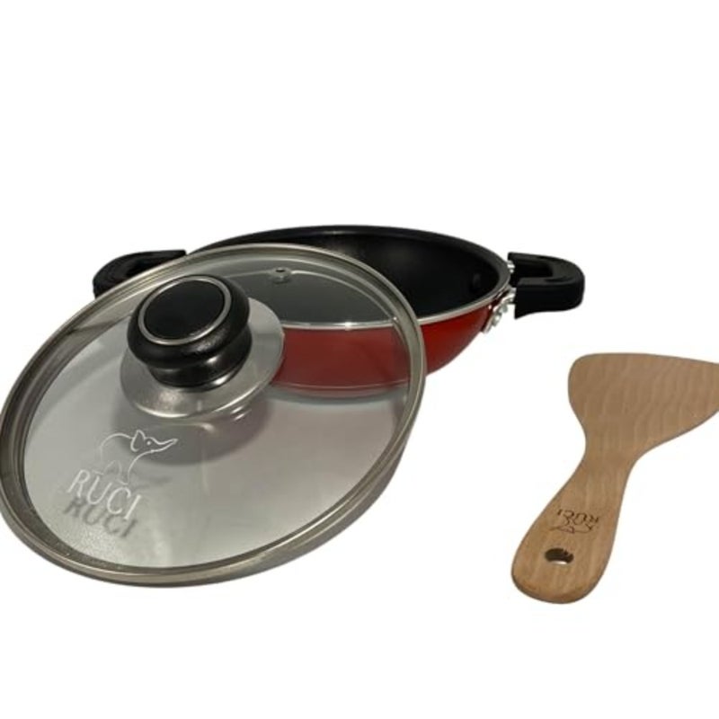 Hopper Pan, Premium Non-Stick Coating with Glass Lid and Heavy Bottom for Best Heat Retention and Distribution to Make Crispy Hoppers - 18cm Diameter - Image 2