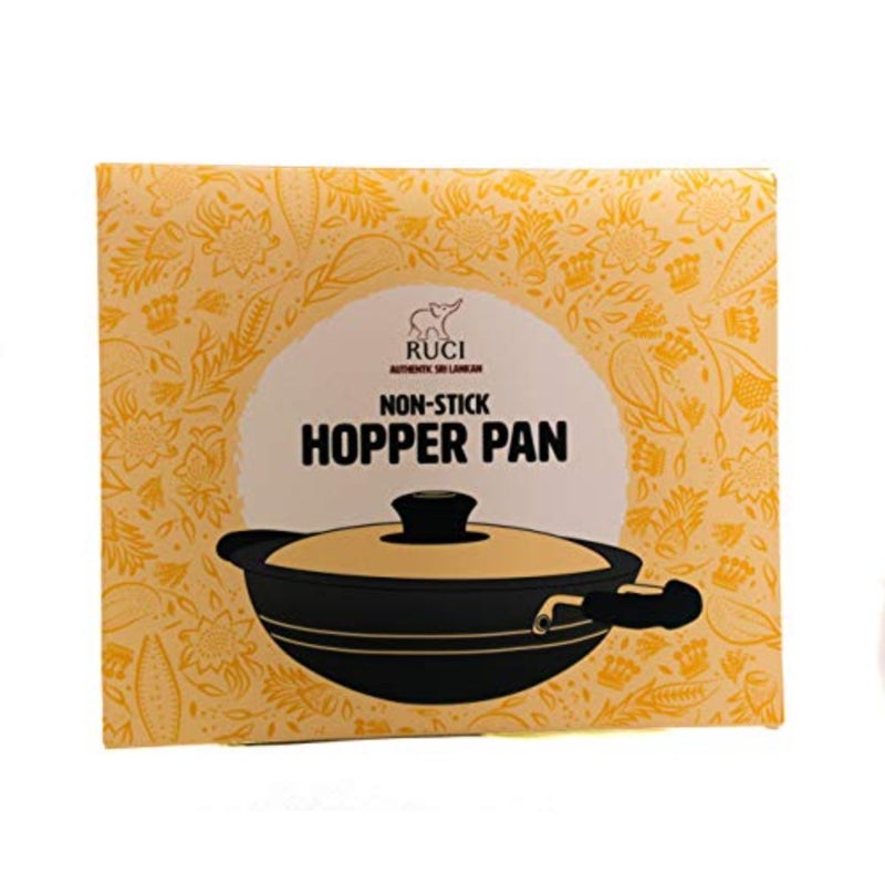 Hopper Pan, Premium Non-Stick Coating with Glass Lid and Heavy Bottom for Best Heat Retention and Distribution to Make Crispy Hoppers - 18cm Diameter - Image 1