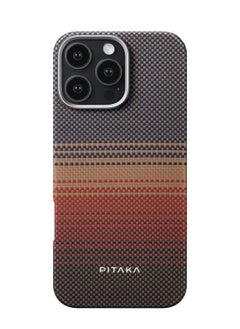 PITAKA iPhone 16 Pro MagSafe Case Tactile Woven Ultra Slim Cover with Raised Camera Lip / Woven Touch / Compatible with MagSafe / Drop and Damage Protection - Sunset  - Image 1