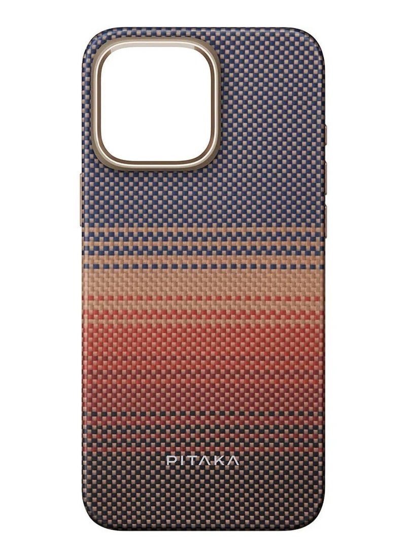 PITAKA iPhone 16 Pro MagSafe Case Tactile Woven Ultra Slim Cover with Raised Camera Lip / Woven Touch / Compatible with MagSafe / Drop and Damage Protection - Sunset  - Image 2