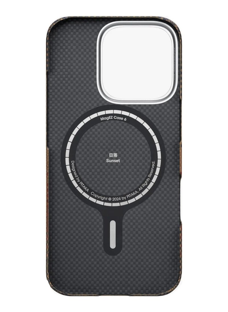 PITAKA iPhone 16 Pro MagSafe Case Tactile Woven Ultra Slim Cover with Raised Camera Lip / Woven Touch / Compatible with MagSafe / Drop and Damage Protection - Sunset  - Image 4