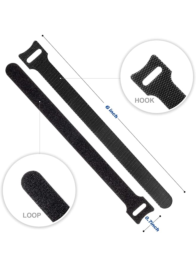 erorex 80Pcs Reusable Cable Ties Black Adjustable 6 Inch Cord Organizer Ties Multi Purpose Hook Loop Cable Management Wire Ties For Organizing Home Office Data Centers - Image 3