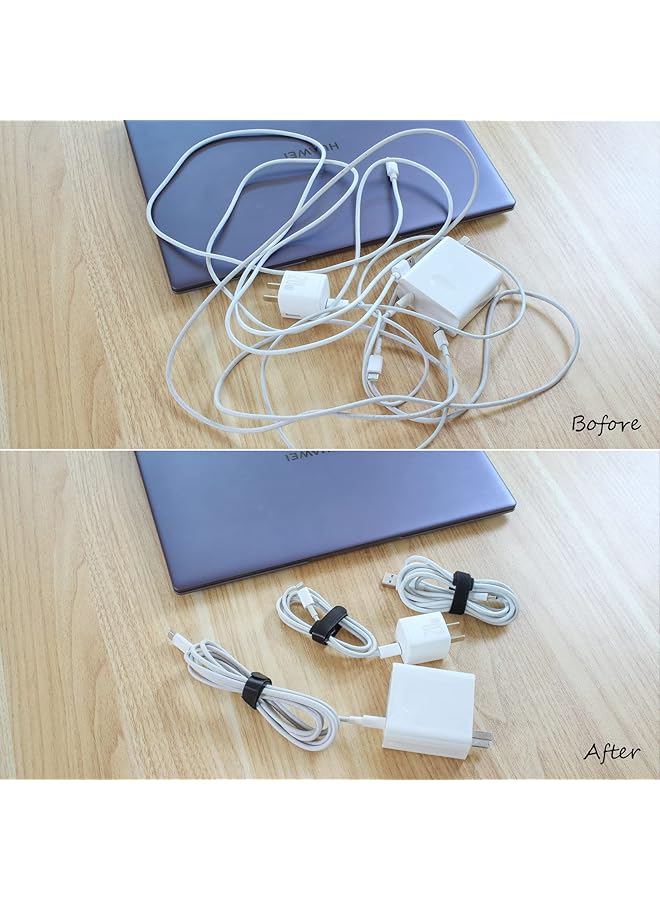 erorex 80Pcs Reusable Cable Ties Black Adjustable 6 Inch Cord Organizer Ties Multi Purpose Hook Loop Cable Management Wire Ties For Organizing Home Office Data Centers - Image 5