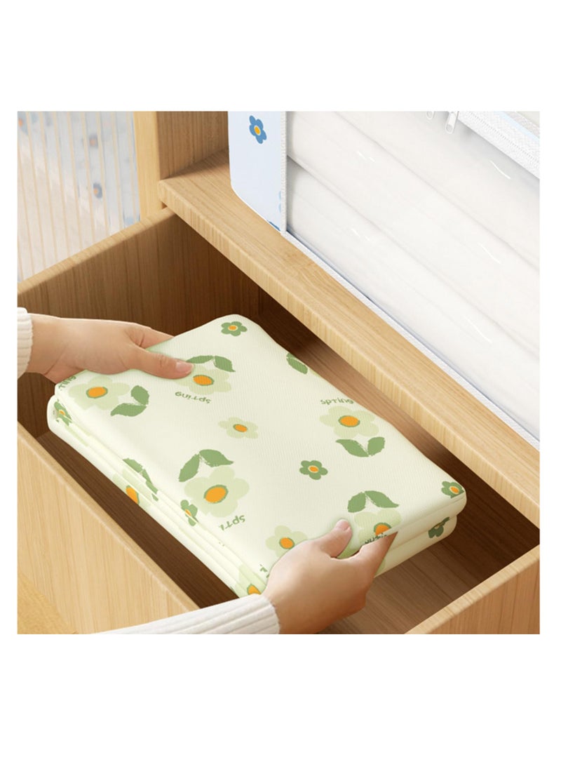 Quilt Storage Bag Travel Packing Large Capacity Flower Print Clothes with Transparent Window Double Straps Dustproof Moisture-Proof for Blanket Pillow Beige L