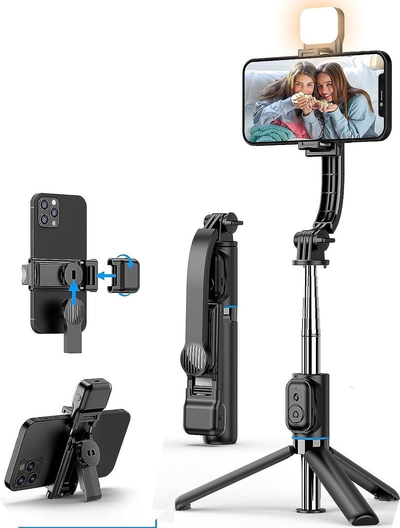HOLD UP Selfie Stick for iPhone Samsung Phone Portable Remote Control Selfy Stick Selfie Stick with Fill Light & Small Extendable Tripod Stand for Taking Selfie Photo | Videos | Vlog During Travel - Image 1