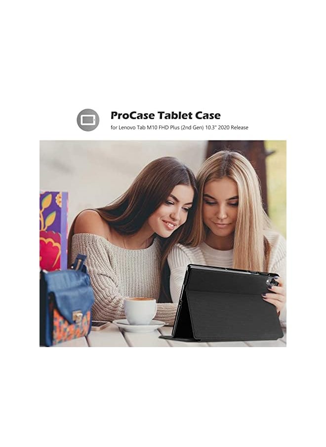 Procases - Lenovo Tab K10 2021/M10 Fhd Plus Case 10.3 Inch (2020 2Nd Gen), Slim Stand Protective Folio Case Smart Cover For 10.3" Tab K10 Tb-X6C6L Tb-X6C6F Tb-X6C6X/M10 Plus Fhd Tb-X606F Tb-X606X –Black - Image 1