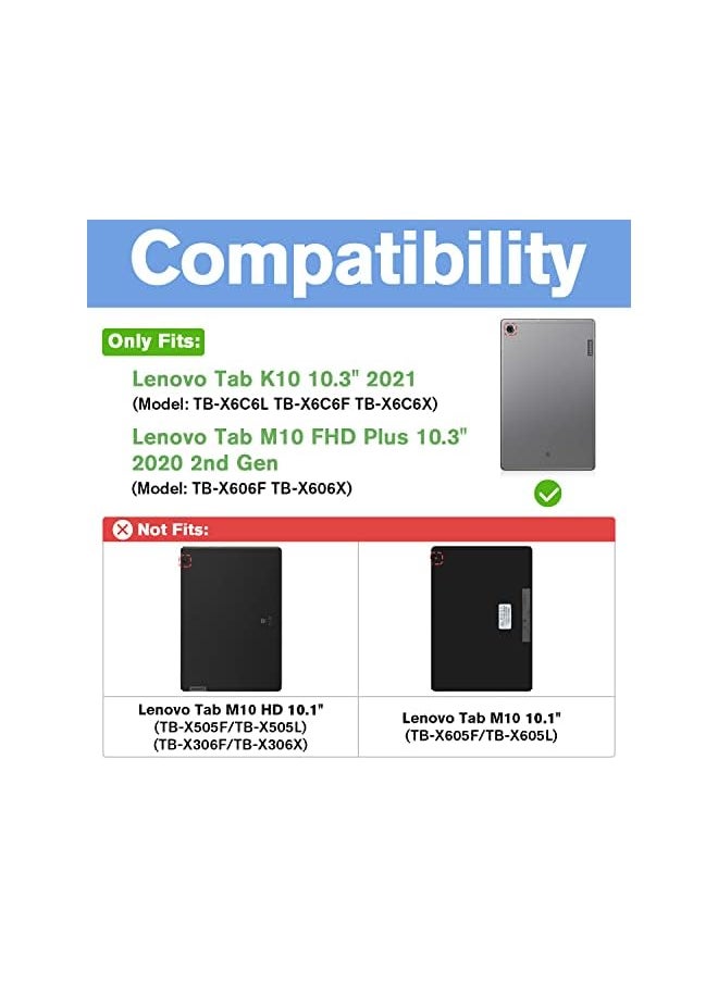 Procases - Lenovo Tab K10 2021/M10 Fhd Plus Case 10.3 Inch (2020 2Nd Gen), Slim Stand Protective Folio Case Smart Cover For 10.3" Tab K10 Tb-X6C6L Tb-X6C6F Tb-X6C6X/M10 Plus Fhd Tb-X606F Tb-X606X –Black - Image 1