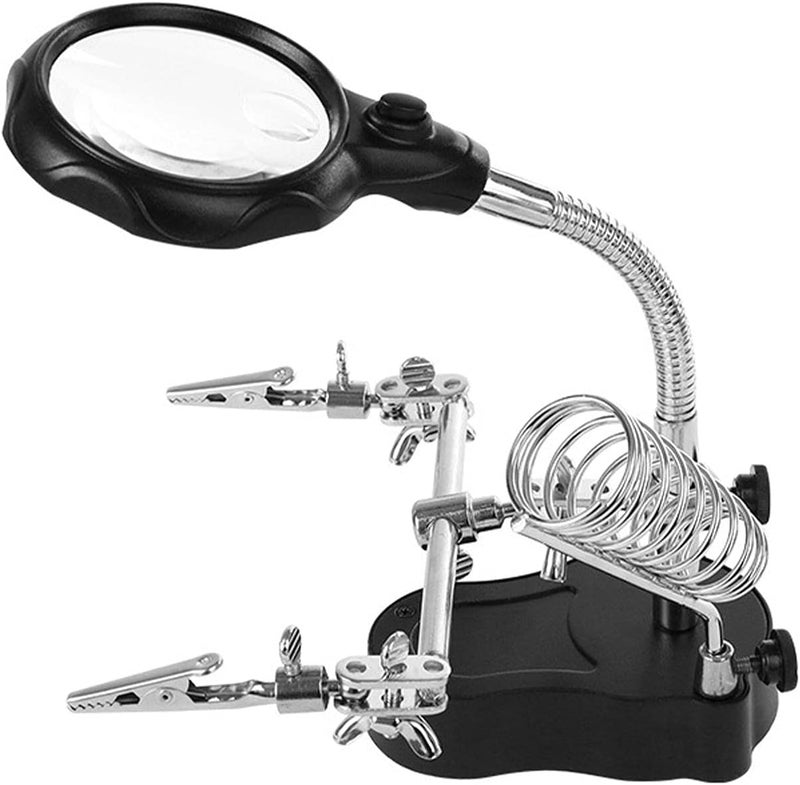 woobles LED Magnifying Lamp，2LED Magnifying Glass Desk Lamp Eye Protection Welding Reading Light with Clip 3.5X Magnification Soldering Iron Stand - Image 1