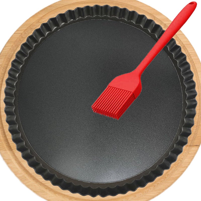 DATANYA Tart Pans with Removable Bottom 10 Inch Quiche Pan Heavy Duty Carbon Steel Round Nonstick Fluted Pie Tart Pan for Mousse Cakes Christmas Dessert Baking 102 Inch 1pc