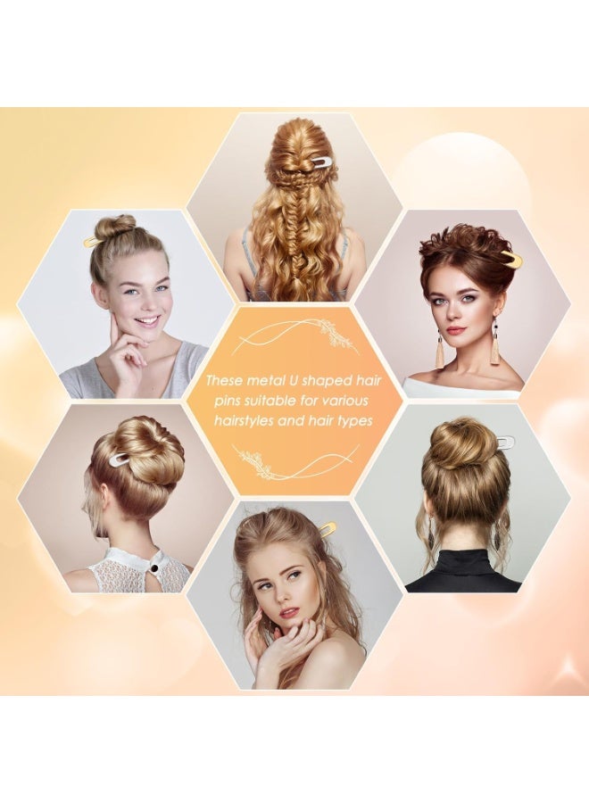 6 Pieces U Shaped Hair Pins, French Hair Pins Metal French U Pins Vintage Hair Fork Hair Pin, for Buns Women Girls Hairstyle Accessories, (3 gold + 3 silver) - Image 5
