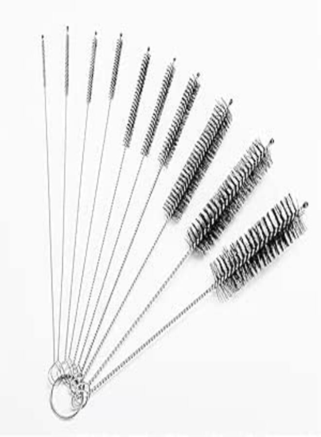 Straw Cleaning Brushes, 20.8cm Nylon Tube Brush Set, Long Cleaning Brush for Narrow Neck Bottles, Cups, Keyboard and Tubes, Set of 10 (Black)