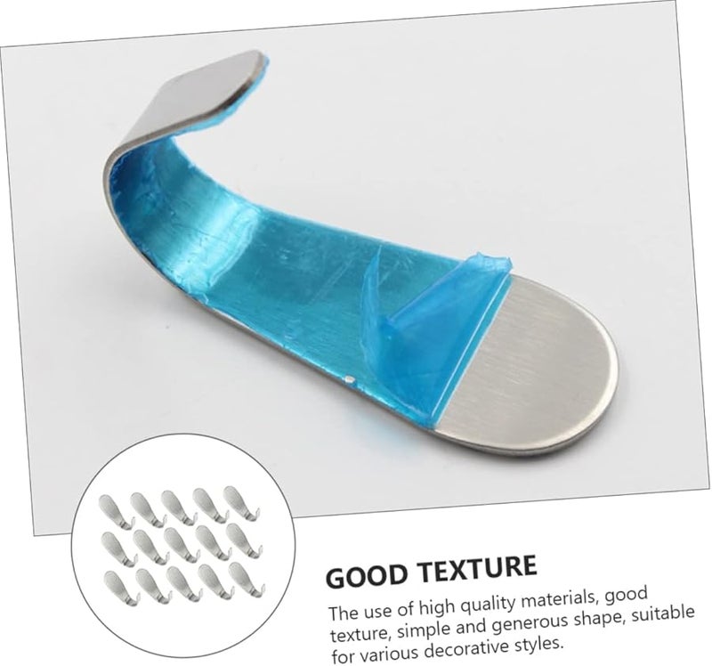 15pcs Stainless Steel Wall Mounted Hooks Heavy Duty Punch Free Adhesive for Home Kitchen Bathroom - Image 3