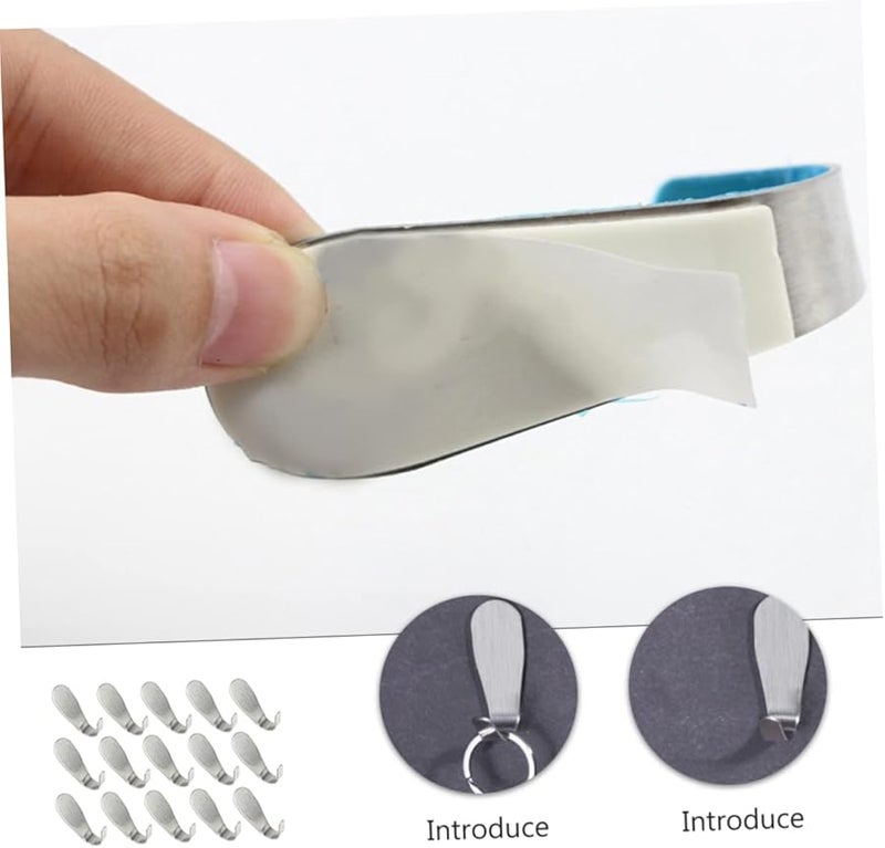 15pcs Stainless Steel Wall Mounted Hooks Heavy Duty Punch Free Adhesive for Home Kitchen Bathroom - Image 4