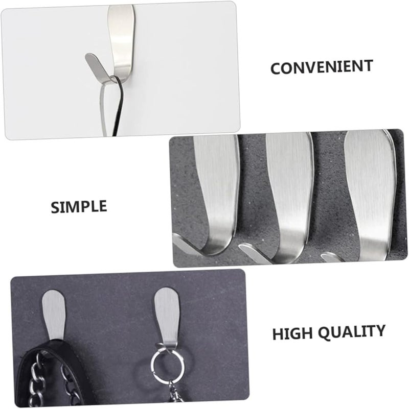 15pcs Stainless Steel Wall Mounted Hooks Heavy Duty Punch Free Adhesive for Home Kitchen Bathroom - Image 5