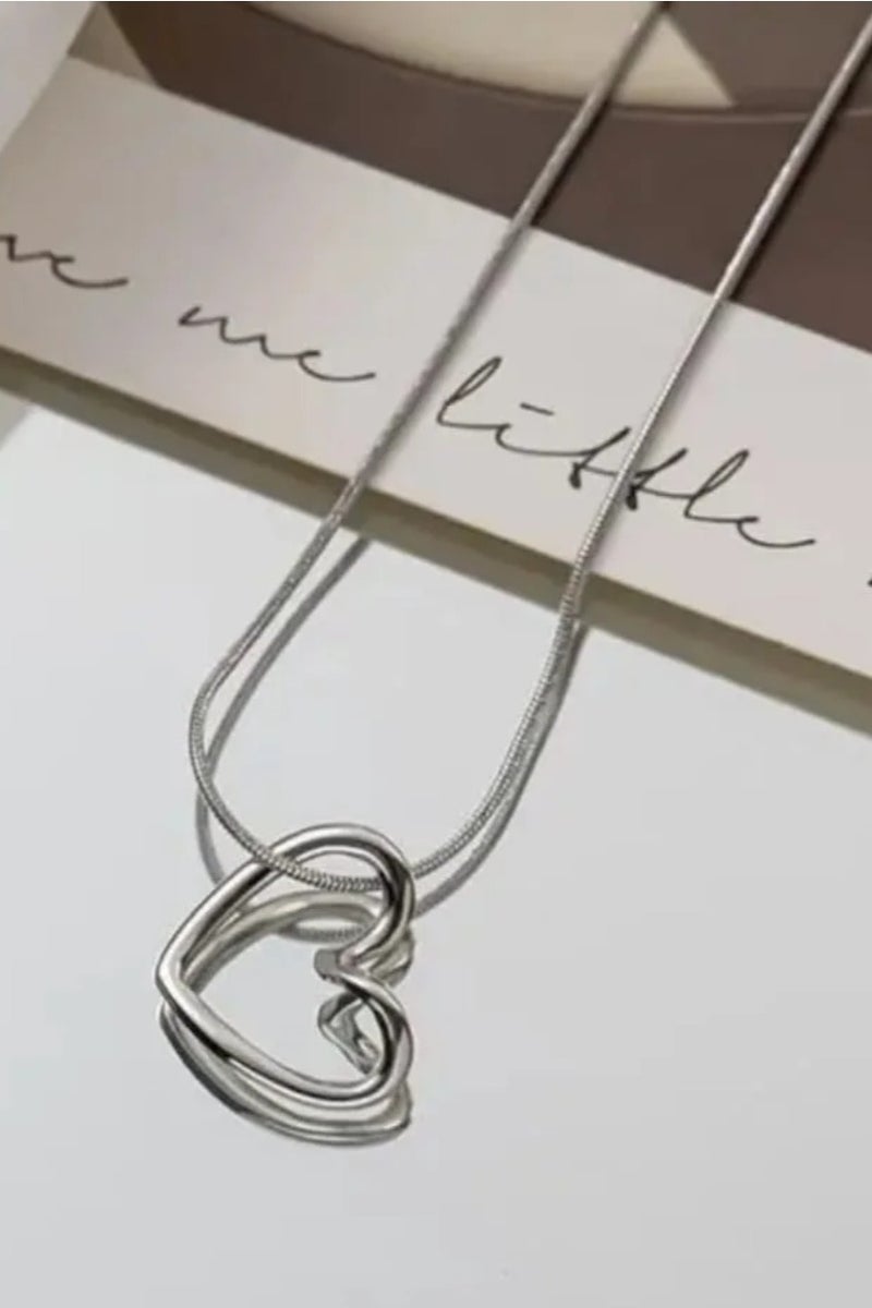 Luxuria Women's Stainless Steel Twisted Hollow Heart Pendant Necklace, Simple Clavicle Chain, for Women Girls, Jewelry Gifts, L316 - Image 3