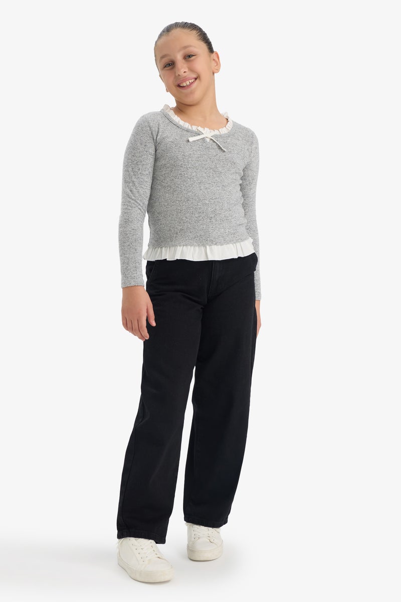 ديفاكتو تي شيرت بناتي مريح بأكمام طويلة - Image 2