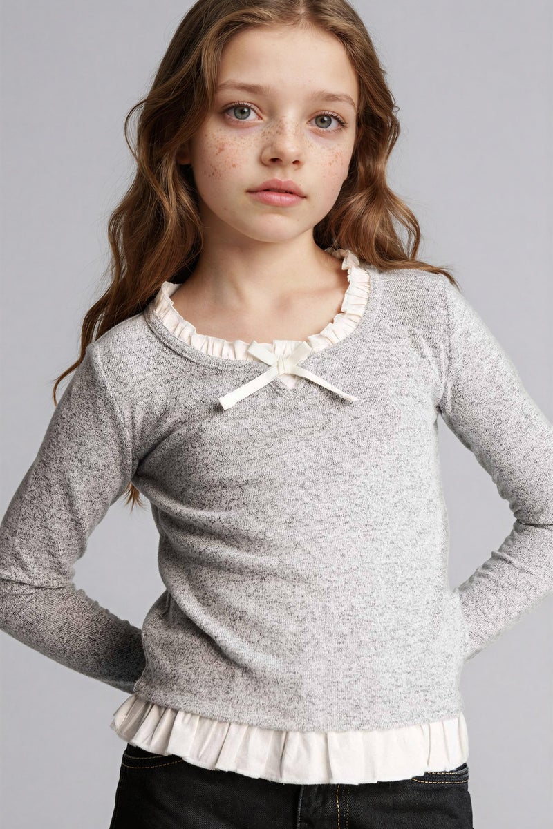 ديفاكتو تيشيرت بناتي كم طويل قصة مريحة - Image 1